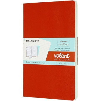 Блокнот MOLESKINE VOLANT LARGE, линейка, оранжевый/голубой